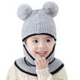thumbnail image 1 of Karoyedx Girls Hats Winter Baby Toddler Kids Winter Hats Warm Windproof Knit Scarf Hood Fleece Hat B Size,One Size, 1 of 3