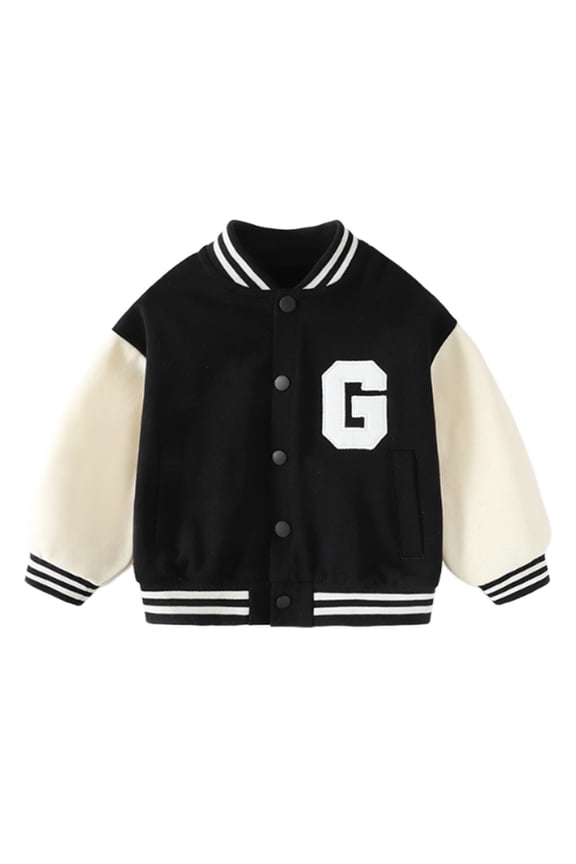 Girls Jacket Kids Baby Boys Girls Baseball Jacket Y2K Varsity Jackets Letterman 2026 Fall Fashion Bomber Athletic Coat Black Size,3-6 Months