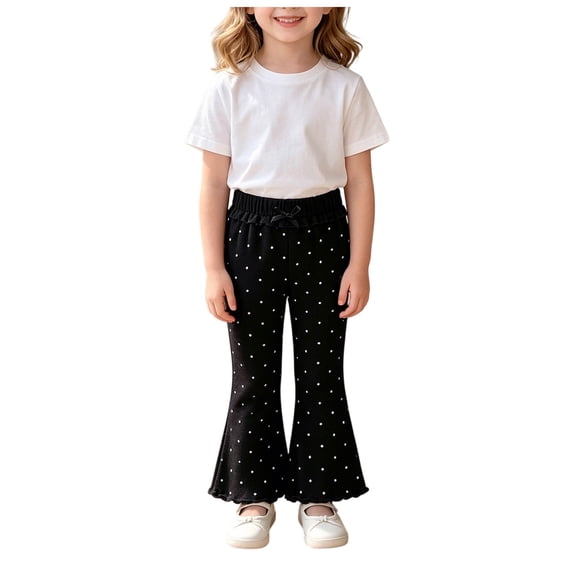 Karoyedx Girls Joggers Girls Sweatpants Kids Wide Leg Loose Athletic Sweat Pants Lightweight Drawstring Elastic Waist Joggers with Pocket Black Size,12-18 Months