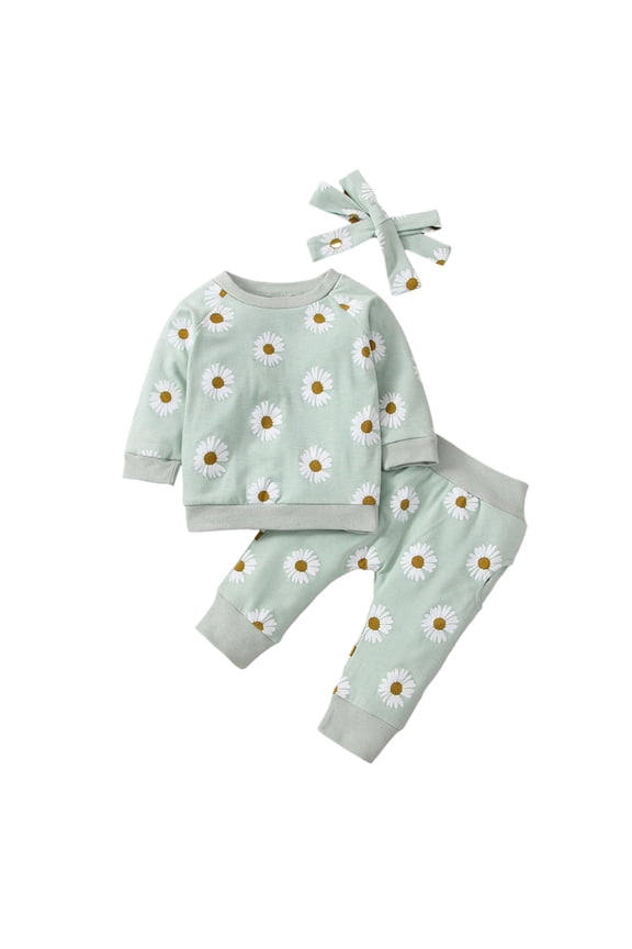 Girls Pant Sets Toddler Baby Girl Clothes Fall Winter Sweatsuit Newborn Sweatshirt Sweat Pant Sets Outfits Infant Girls Clothing Light Green Size,12-18 Months