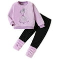 thumbnail image 1 of Karoyedx Girls Pant Sets Toddler Baby Girl Clothes Long Sleeve Pullover Sweatshirt Stretch Jogger Pants Infant Fall Winter Outfit Light Purple Size,2-3 Years, 1 of 7