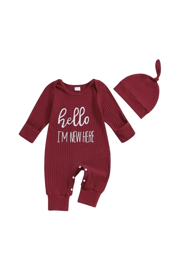 Girls Romper Newborn Baby Girl Fall Winter Outfits Clothes Knit Jumpsuit Ruffle Romper Newborn Coming Home Outfit for Baby Girl Wine Size,0-3 Months