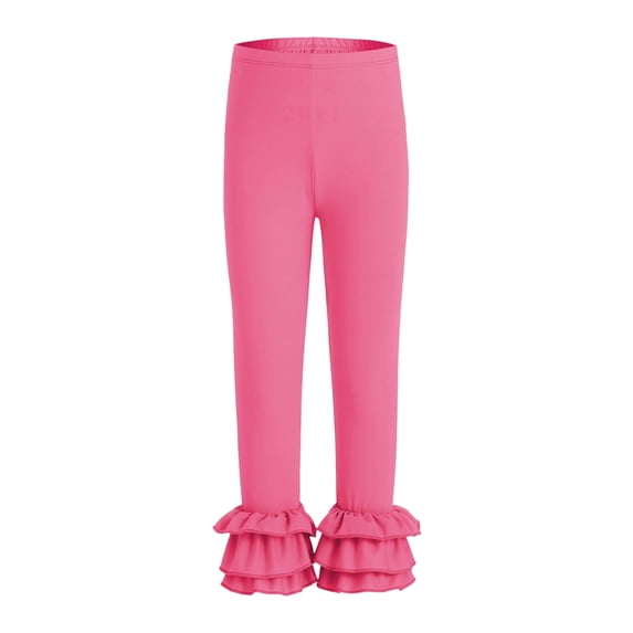 Karoyedx Girls School Uniform Toddler Girls Leggings Cotton Leggings for Girls Warm Comfortable Stretchy Pants Kids Soft Tights Hot Pink Size,11-12Y