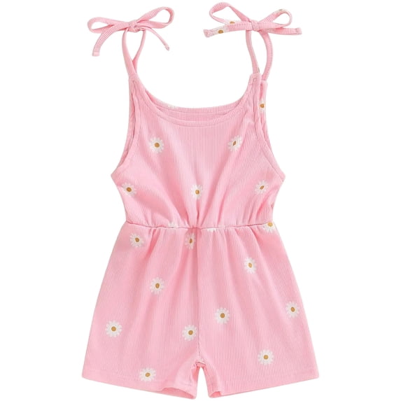 Karoyedx Girls Spring Romper Girl's Sleeveless Jumpsuits Spaghetti Straps Harem Long Pants Rompers With Pockets Pink Size,12-18 Months
