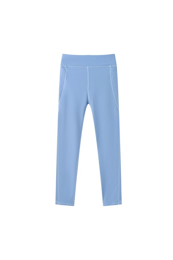 Girls Uniform Pants Girls Crossover Yoga Pants Kids Athletic Leggings with Pockets Teen Girls Dance Running Workout Leggings Sky Blue Size,11-12 Years