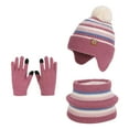 thumbnail image 1 of Karoyedx Girls Warm Winter Hats Winter Hat Scarf & Gloves Set Knit Hat Fleece Lined For Toddler Boys And Girls Pink Size,4-10 Years, 1 of 9