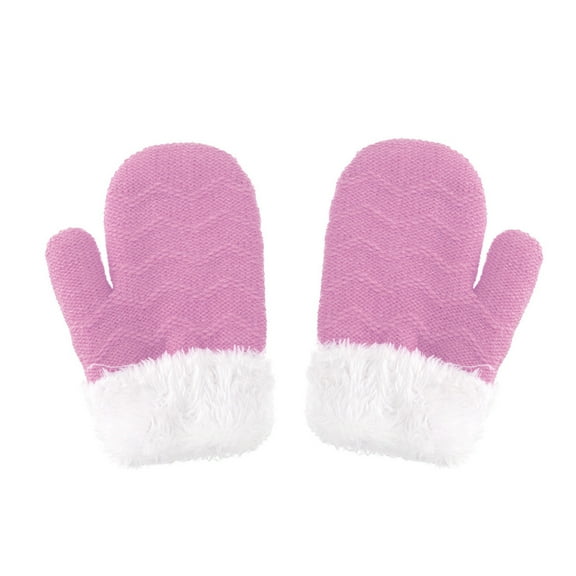 Karoyedx Gloves for Winter Kids Toddler Kids Baby Knitted Mittens Winter Gloves Snow Gloves Winter Fleece Warm Mittens For Girls Boys Purple Size,One Size
