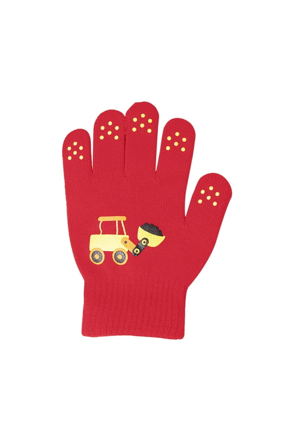 Gloves for Toddlers Kids Winter Gloves Cold Weather Gloves for Boys & Girls Car Excavator Children's Knit Gloves Orange Size,One Size
