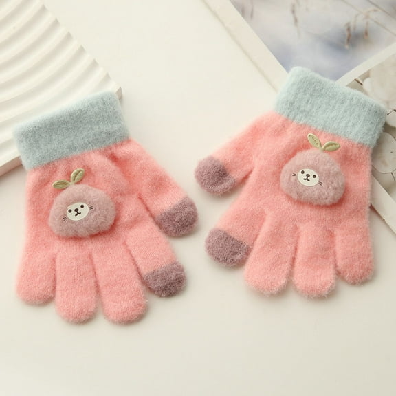 Karoyedx Gloves for Winter Boys Kid's Winter Gloves Children Stretchy Warm Gloves Boys Or Girls Knit Gloves D Size,One Size