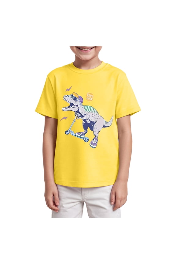 Graphic Tees Y2k Toddler Boys Girls Shirt Animals Graphic Tee Tops Kids Short Summer Sleeve T-Shirt Yellow Size,3-4 Years