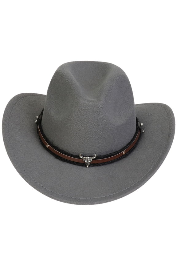 Hats for Kids Childrens Woolen Hat With Upturned Brim Fedora Cowboy Hat Head Accessory Solid Color Top Hat Wide Brimmed Hat Grey Size,3-18 Years