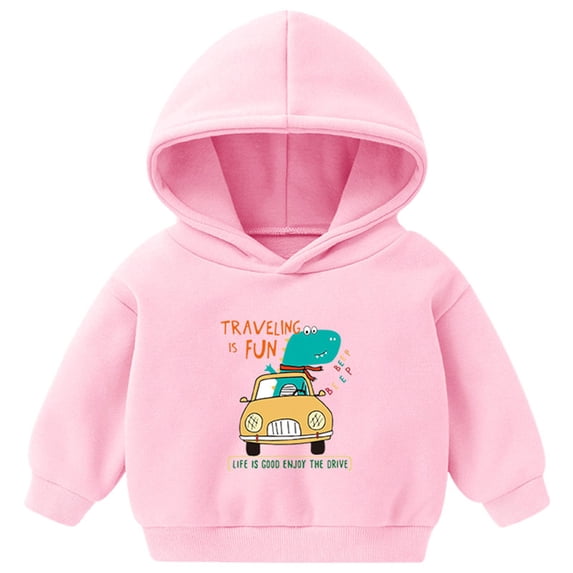 Karoyedx Hoodies for Boys Toddler Baby Boy Fall Winter Hooded Clothes Baby Boy Hoodie Tops Car Printed Long Sleeve Sweatshirt Pink Size,7-8 Years