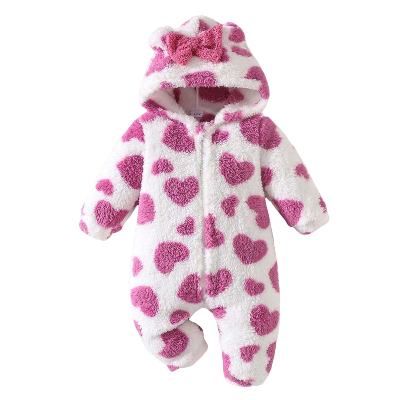Karoyedx Infant Baby Girl Rompers Infant Baby Girl Plaid Romper Baby Sweatshirt Romper Ruffle Festival Clothes Fall Winter Outfits with Headband Hot Pink Size,12-18 Months