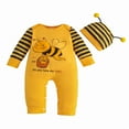 thumbnail image 1 of Karoyedx Infant Boys Outfits Newborn Baby Boy Girl Football Outfit Sweatshirt Romper Long Sleeve Pullover Bodysuit Fall Winter Clothes Yellow Size,3-6 Months, 1 of 7
