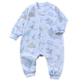 thumbnail image 1 of Karoyedx Infant Girl Rompers Newborn Baby Girl Winter Clothes Ruffle Ribbed Knit Romper One Piece Long Sleeve Jumpsuit Cute Coming Home Outfit Sky Blue Size,6-9 Months, 1 of 7