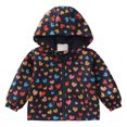 thumbnail image 1 of Karoyedx Jacket for Baby Girls Kids Girls Waterproof Jacket Long Sleeve Windbreaker Zipper Hooded Coats With Pockets Trendy Daily School Rain Coat Black Size,3-4 Years, 1 of 7