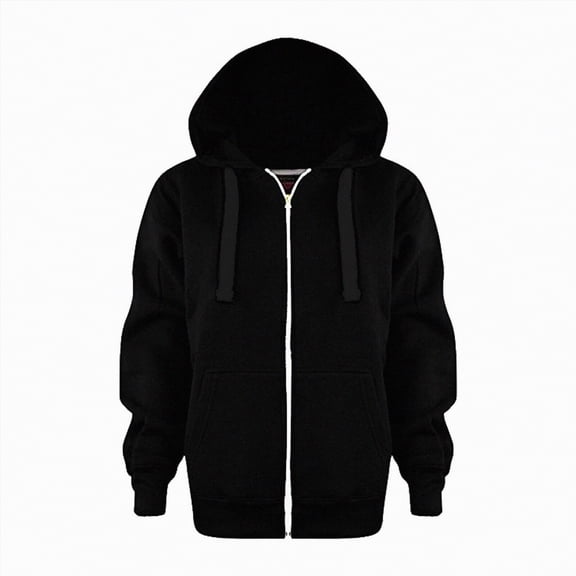 Karoyedx Jacket for Boys Boys Zip up Hoodies Winter Warm Lightweight Windproof Fleece Jacket Cozy Long Sleeve Outerwear with Pockets Black Size,11-12 Years