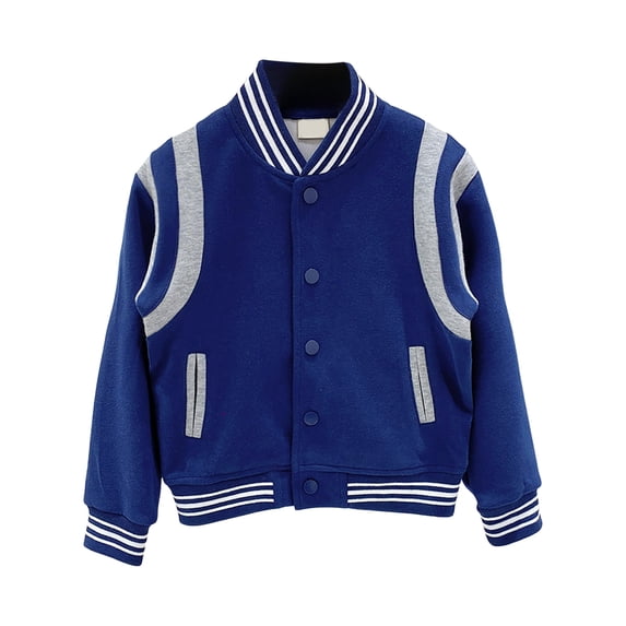 Karoyedx Jackets for Boys Kids Baseball Jackets Boys Girls Fit Varsity Jacket Casual Lightweight Button Cardigan Color Block School Coats Navy Size,8-9 Years