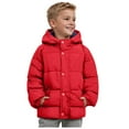 thumbnail image 1 of Karoyedx Jackets for Kids Boys Boys Puffer Jacket - Wind Water Resistant Polar Fleece Lined Boys Winter Coat - Cozy Kids Jacket with Sherpa Lined Hood Red Size,3-4 Years, 1 of 7