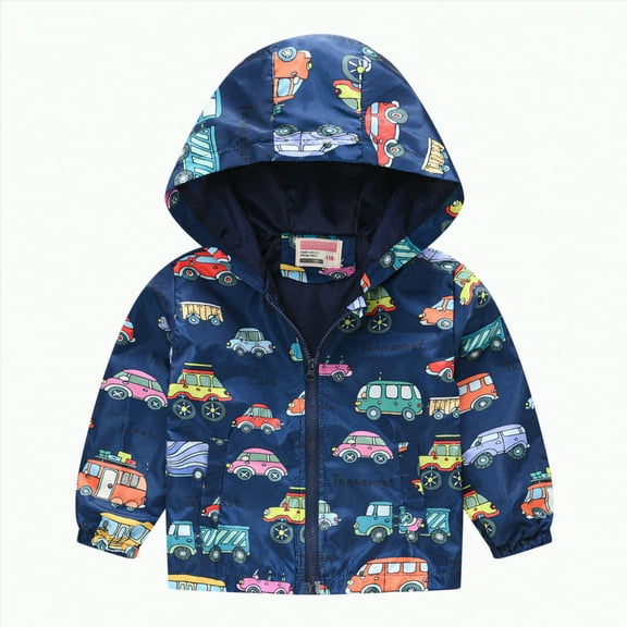 Karoyedx Jackets for Toddler Boys Girls Rain Jacket Waterproof Hooded Fleece Kids Raincoat Toddler Girls Fall Rain Coats Jackets Windbreakers Navy G Size,12-18 Months