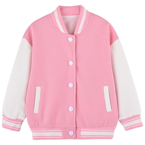 Karoyedx Jackets for Kids Boys Kids Baseball Jackets Casual Varsity Jacket School Bomber Jackets Pink Size,11-12 Years