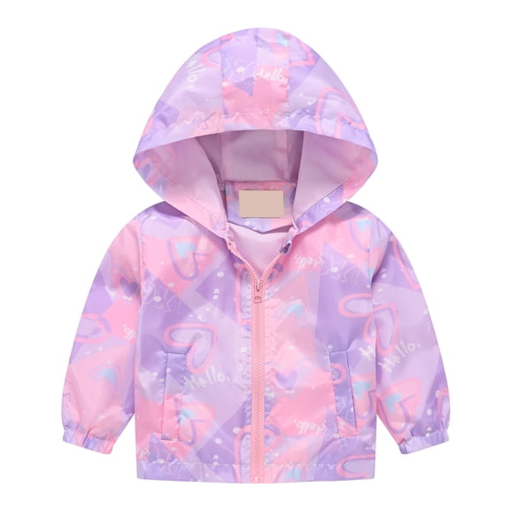 Karoyedx Jackets for Kids Toddler Boys Windbreaker Casual Outerwear Kids Lightweight Zip Hooded Jacket Baby Cute Coat Light Purple Size,3-4 Years
