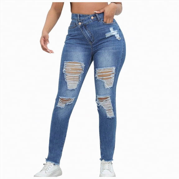 Karoyedx Jeggings for Women Women's High Waisted Jeggings Pants Stretchy Tummy Control Skinny Jean Leggings with Pockets Blue Size,XS