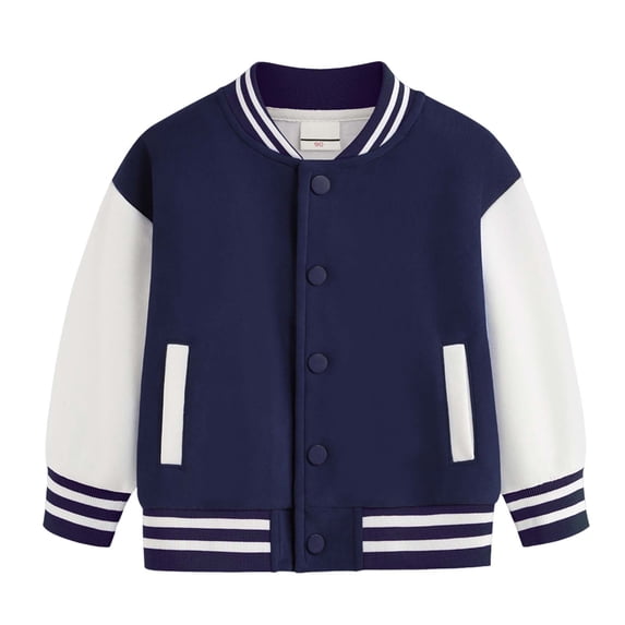Karoyedx Kids Bomber Jacket Boys Fall Jacket Kids Varsity Jackets Girls Boys Letterman Baseball Jacket Lightweight Bomber Coat School Outwear with Pocket Dark Blue Size,12-18 Months