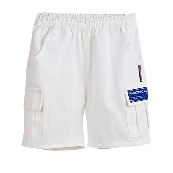 Karoyedx Kids Boy Athletic Shorts Boys Shorts - Lightweight Stretch Twill Pull On Chino Shorts for Boys School Uniform Short with Elastic Waistband White Size,2-3 Years