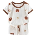 thumbnail image 1 of Karoyedx Kids Clothes Toddler Boy Pj Short Sets Baby Boys Shirts Shorts 2-piece Outfit Set Summer Clothes Brown Size,3-4 Years, 1 of 6