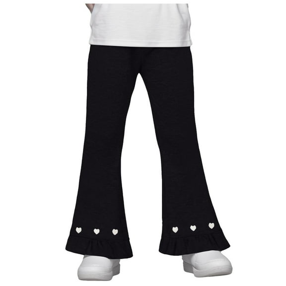 Karoyedx Kids Clothing Girl's Leggings Cross High Waisted Flare Pants Solid Color Fashion Full Length Bell Bottoms Black Size,5-6 Years