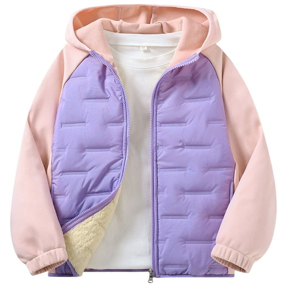 Karoyedx Kids Fall Jackets Boys Boys Flannel Jacket Sherpa Lined Hoodies Zip Up Fleece Jackets Winter Outdoor Coat Warm Light Purple Size,13-14 Years