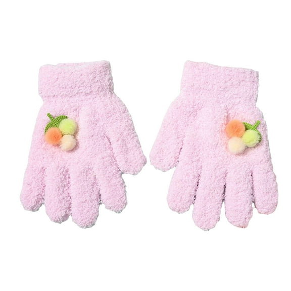 Karoyedx Kids Gloves Kids Winter Gloves For Boys Girls Children Full Fingers Stretchy Warm Mittens Purple Size,3-6 Years