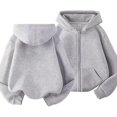 thumbnail image 1 of Karoyedx Kids Hoodies Girls Zip Up Hoodie Fashion Oversized Casual Cute Comfy Long Sleeve Sweatshirt Jacket with Pockets Grey Size,9-10 Years, 1 of 7