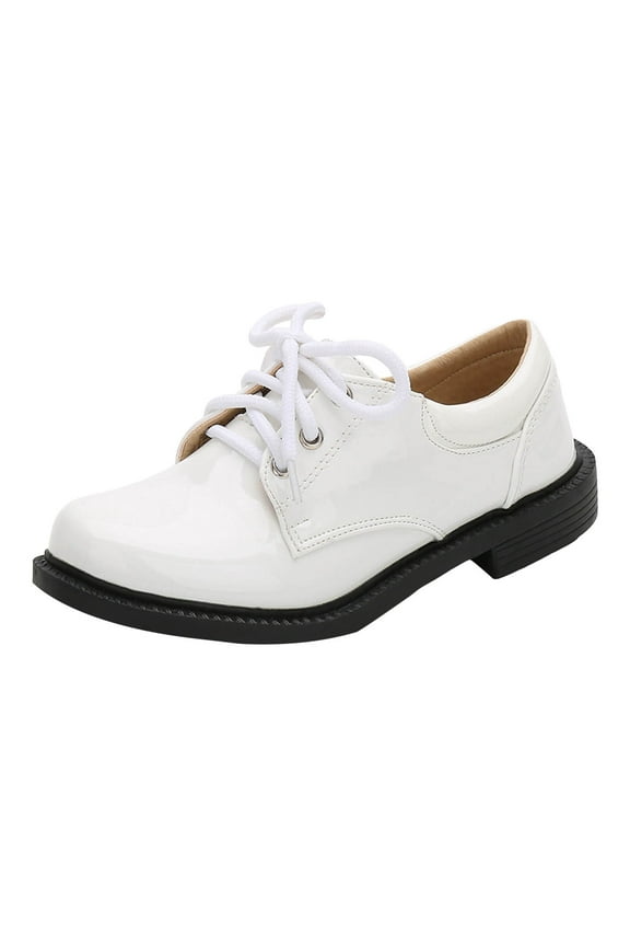 Kids Leather Dress Shoes Boys Dress Shoes - Classic Lace-Up Oxford Casual Dress Formal Shoes White Size,2.5