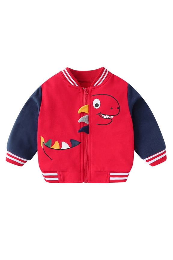 Kids Letterman Jackets Kids Varsity Baseball Jacket Girls Boys Lightweight Cardigan Sweats Varsity Sport Team Uniforms School Coat with Pocket Red Size,12-18 Months