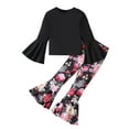 thumbnail image 1 of Karoyedx Kids Outfits Sets Girls Clothes 2 Piece Cute Sweatshirt & Flared Pants/Cargo Pants Winter Outfits for Teen Girls Black Size,4-5 Years, 1 of 6