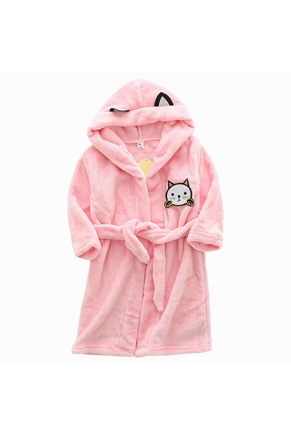 Kids Robes for Boys Boys Girls Flannel Hoodie Robe Oversized Loose Plain Plush Loungewear Bathrobe nightgowns Kids Soft Bathrobe Pink Size,5-6 Years