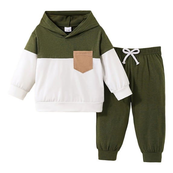 Karoyedx Kids School Clothes Toddler Boy Clothes 2 Piece Solid Cozy Hoodie Long Sleeve Sweatsuit Set for Little Kids Fall Outfits AG Size,12-18 Months