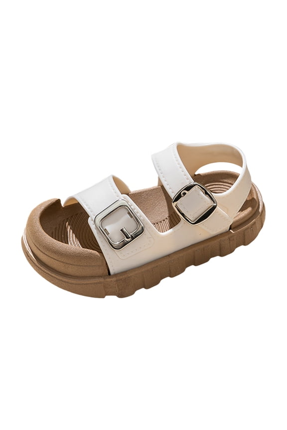 Kids Slides Boys Kids Sandals Boys Girls Summer Sandal Non-Slip Slides for Kid Lightweight Adjustable Slippers White Size,1.5