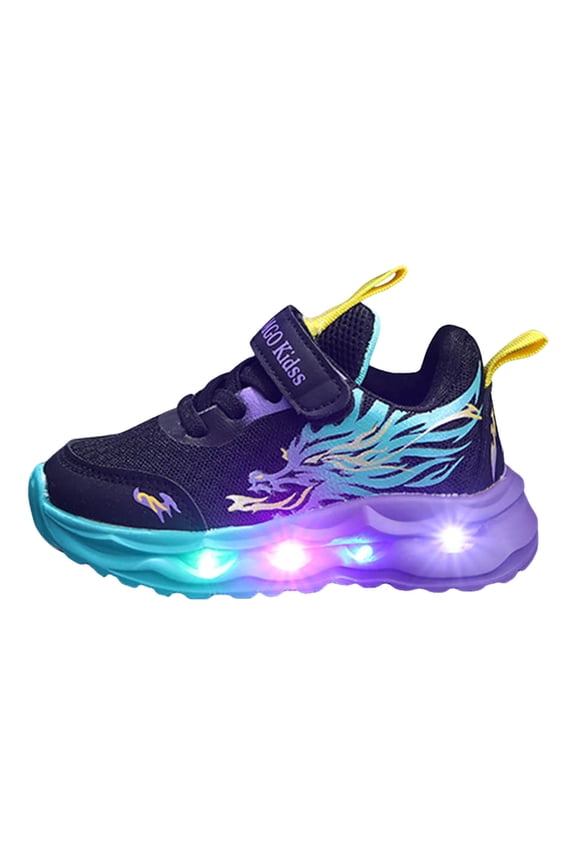 Kids Sneakers Light Up Shoes for Girls Toddler Baby Boys Cute Shoes Slip On Wide Sneakers Walking Running Trainers Fall Winter Trendy Flat Shoes Purple Size,11.5