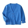 thumbnail image 1 of Karoyedx Kids Sweaters Girls Girls' Cardigan Sweater Cotton Long Sleeve Crewneck Uniform Sweater for Girls Blue Size,18-24 Months, 1 of 6