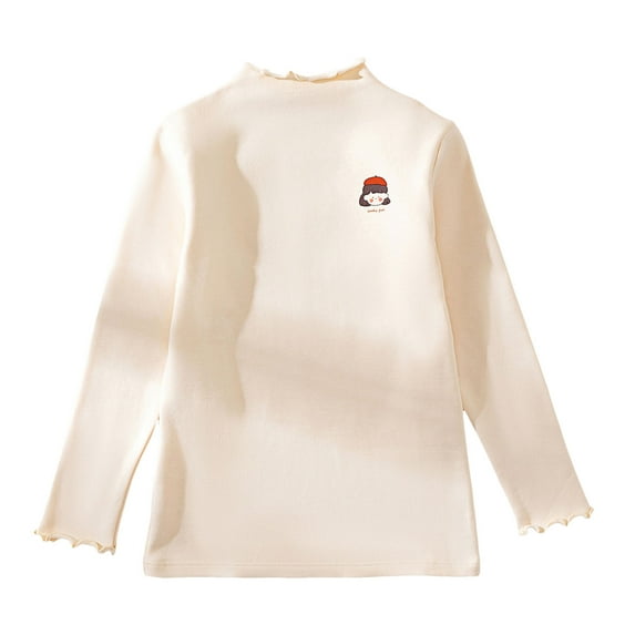Karoyedx Kids Sweatshirts Toddler Girls Long Sleeve Shirts Ruffle Cute T-Shirts Kids Casual Crewneck Graphic Soft Tee Tops Beige Size,3-4 Years