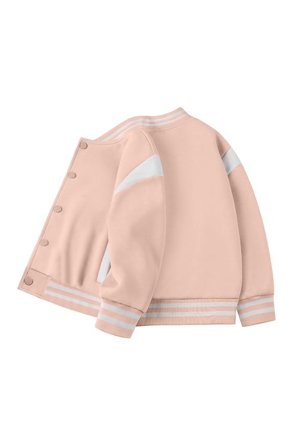 Kids Varsity Jackets Girls Kids Boys Varsity Jacket Baseball Jacket Casual Sport Cardigan Sweatshirt Youth Pink Size,1-2 Years