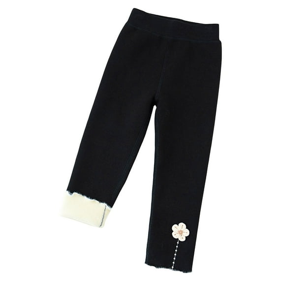 Karoyedx Leggings Kids Girls Leggings Cotton Fleece Leggings for Girls Tights Pants for Kids Toddler Stretchy Pull On Black Size,2-3 Years
