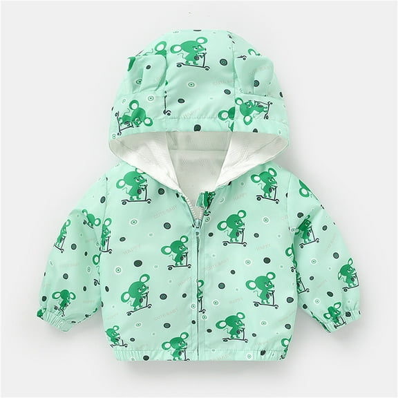 Karoyedx Life Jackets for Kids Toddler Jacket Boys Girls Rain Jacket Lightweight Waterproof Hooded Raincoat Windbreakers for Kids Green Size,2-3 Years