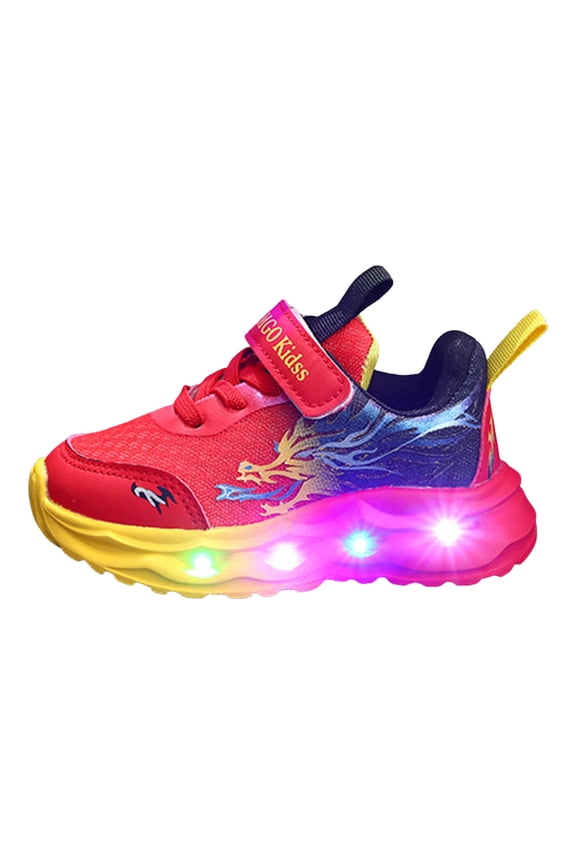 Light Up Shoes Glow LED Light-Up Shoes for Kids, Athletic Basketball Sneakers for Boys & Girls – Dynamic Web-Style High-Tops with Bright Flashing Lights Red Size,7