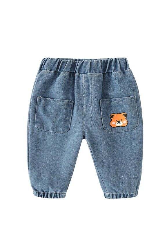 Little Boys Jeans Boy Jeans Baby Boys Comfortable Flat-Front Pants Jeans Toddler Pull-on Denim Casual Pants Trousers Light Blue Size,2-3 Years