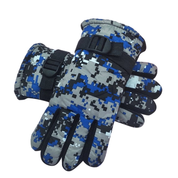 Karoyedx Little Boys Winter Gloves Kids Ski Gloves Waterproof Breathable Winter Snow Gloves Thermal Lined Fleece Warm Outerwear for Cold Weather Sports Blue Size,One Size