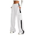 thumbnail image 1 of Karoyedx Little Girls Baggy Cargo Pants Girls Contrast Mesh Jogger Pants Kids Summer Elastic Waist Trousers with Pockets White Size,14-15 Years, 1 of 4